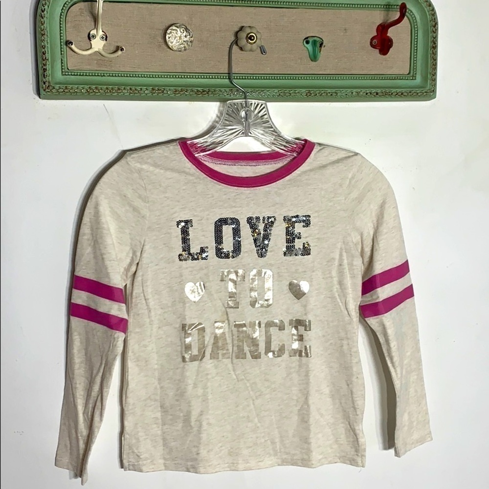Children’s place love to dance long sleeve T-shirt girls medium grey pink
